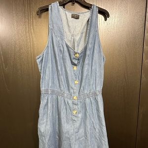 Lane Bryant Romper Women Size 26 Blue Denim Belted Sleeveless Button Up Jumpsuit